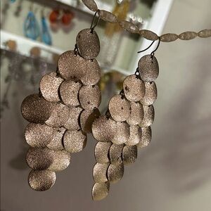 Waterfall brushed gold layered earrings